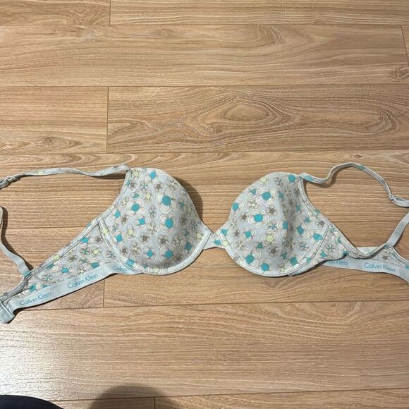 Calvin Klein Blue Floral Print Size 36C - Picture 1 of 3